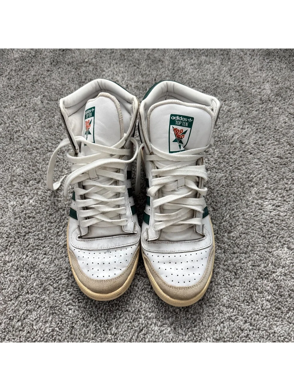 Adidas University of Miami Top Ten Vintage High-Top Sneakers White Green Orange